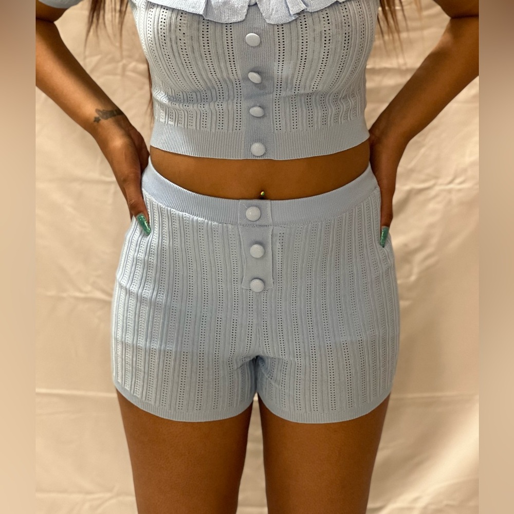 Sky blue short set